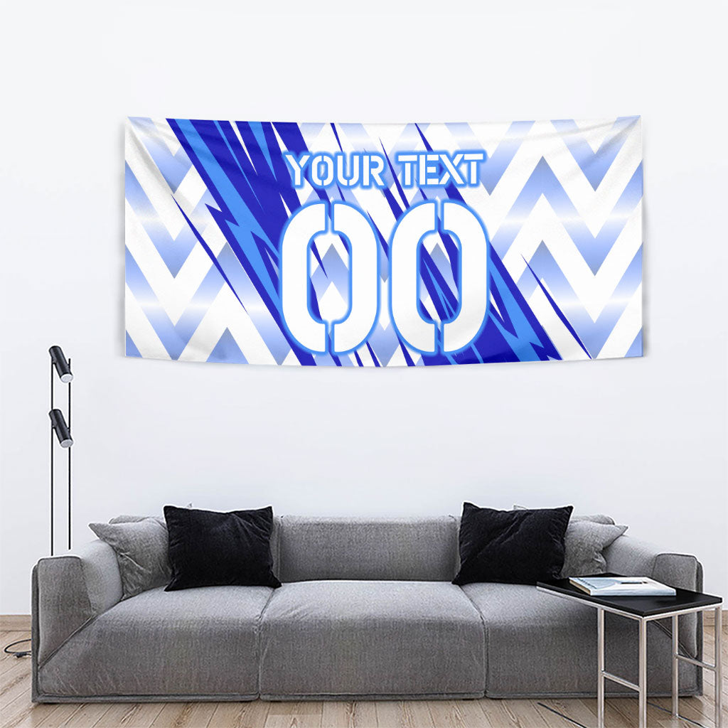 Personalized Uzbekistan Soccer Tapestry Wolf Mascot Chevron Zigzag Pattern