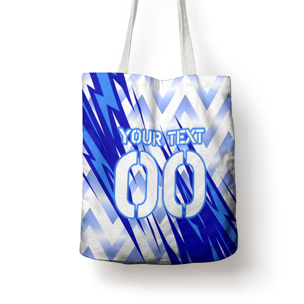 Personalized Uzbekistan Soccer Tote Bag Wolf Mascot Chevron Zigzag Pattern