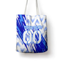 Personalized Uzbekistan Soccer Tote Bag Wolf Mascot Chevron Zigzag Pattern