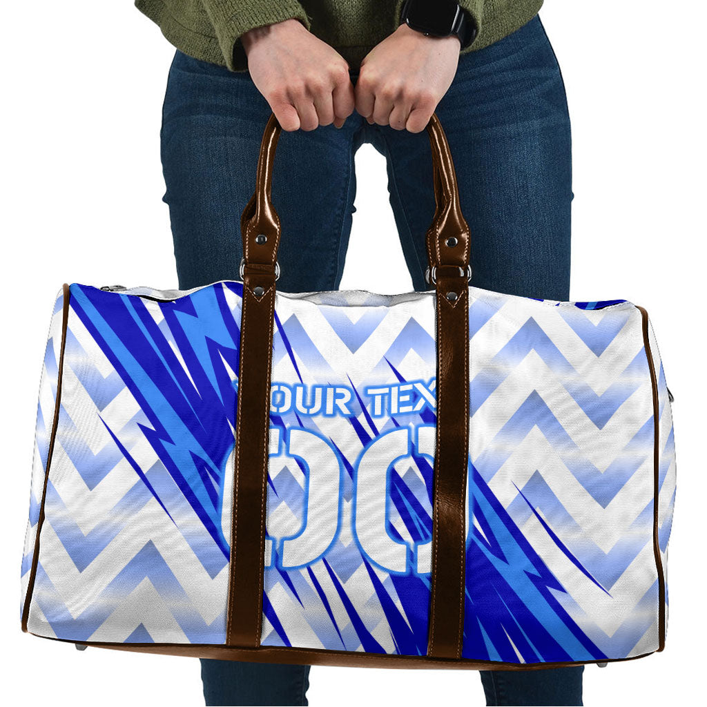 Personalized Uzbekistan Soccer Travel Bag Wolf Mascot Chevron Zigzag Pattern