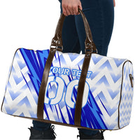 Personalized Uzbekistan Soccer Travel Bag Wolf Mascot Chevron Zigzag Pattern