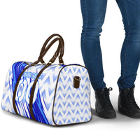 Personalized Uzbekistan Soccer Travel Bag Wolf Mascot Chevron Zigzag Pattern