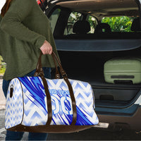 Personalized Uzbekistan Soccer Travel Bag Wolf Mascot Chevron Zigzag Pattern