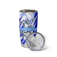 Personalized Uzbekistan Soccer Tumbler Cup Wolf Mascot Chevron Zigzag Pattern
