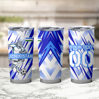 Personalized Uzbekistan Soccer Tumbler Cup Wolf Mascot Chevron Zigzag Pattern