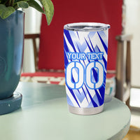 Personalized Uzbekistan Soccer Tumbler Cup Wolf Mascot Chevron Zigzag Pattern