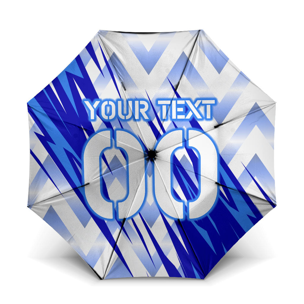 Personalized Uzbekistan Soccer Umbrella Wolf Mascot Chevron Zigzag Pattern