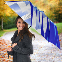 Personalized Uzbekistan Soccer Umbrella Wolf Mascot Chevron Zigzag Pattern
