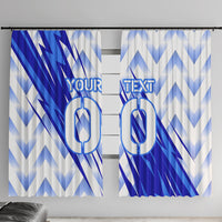 Personalized Uzbekistan Soccer Window Curtain Wolf Mascot Chevron Zigzag Pattern