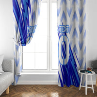 Personalized Uzbekistan Soccer Window Curtain Wolf Mascot Chevron Zigzag Pattern