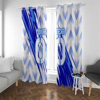 Personalized Uzbekistan Soccer Window Curtain Wolf Mascot Chevron Zigzag Pattern