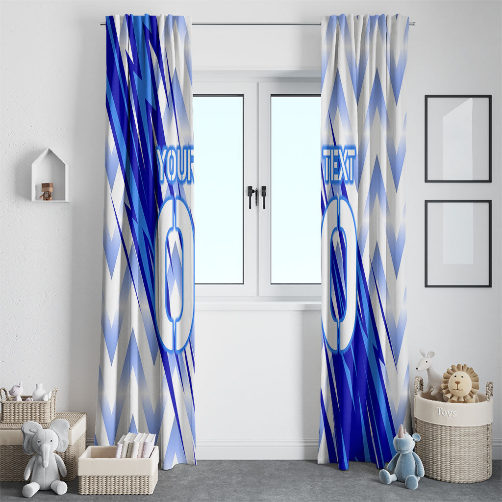 Personalized Uzbekistan Soccer Window Curtain Wolf Mascot Chevron Zigzag Pattern