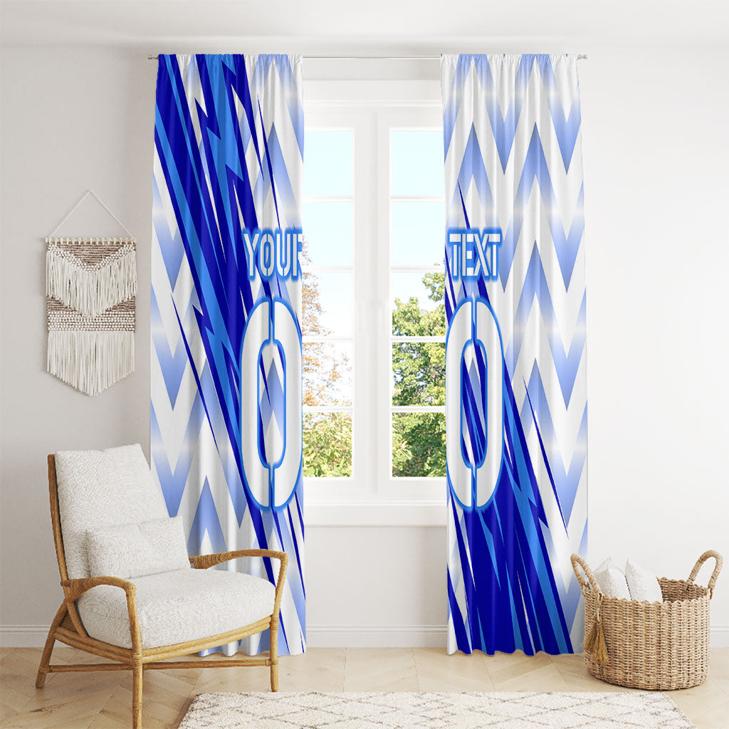 Personalized Uzbekistan Soccer Window Curtain Wolf Mascot Chevron Zigzag Pattern