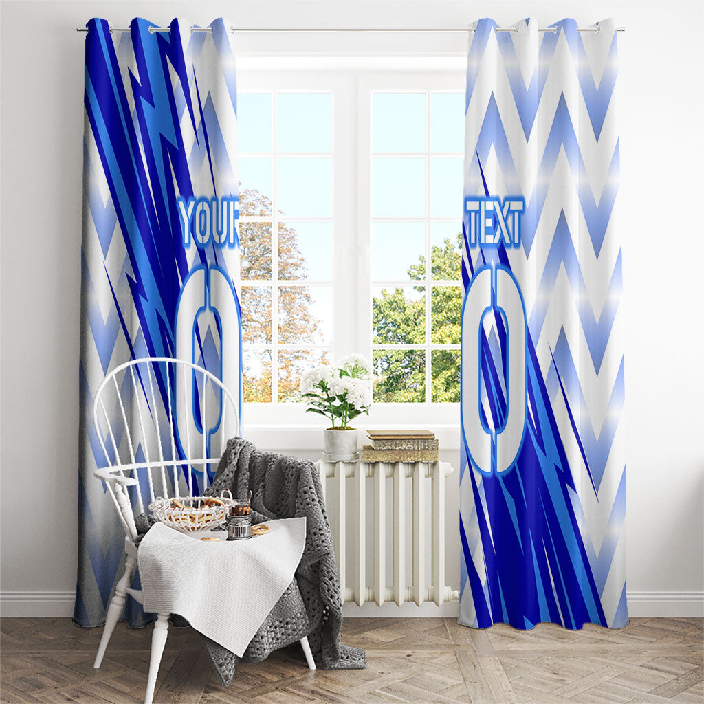 Personalized Uzbekistan Soccer Window Curtain Wolf Mascot Chevron Zigzag Pattern
