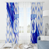 Personalized Uzbekistan Soccer Window Curtain Wolf Mascot Chevron Zigzag Pattern
