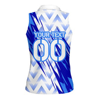 Personalized Uzbekistan Soccer Women Sleeveless Polo Shirt Wolf Mascot Chevron Zigzag Pattern