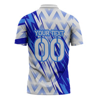 Personalized Uzbekistan Soccer Zipper Polo Shirt Wolf Mascot Chevron Zigzag Pattern