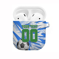 Personalized Uzbekistan Soccer AirPods Case White Wolves Football Halftone Pattern