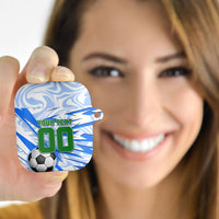 Personalized Uzbekistan Soccer AirPods Case White Wolves Football Halftone Pattern