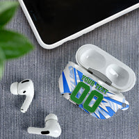 Personalized Uzbekistan Soccer AirPods Case White Wolves Football Halftone Pattern