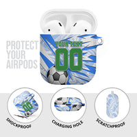 Personalized Uzbekistan Soccer AirPods Case White Wolves Football Halftone Pattern