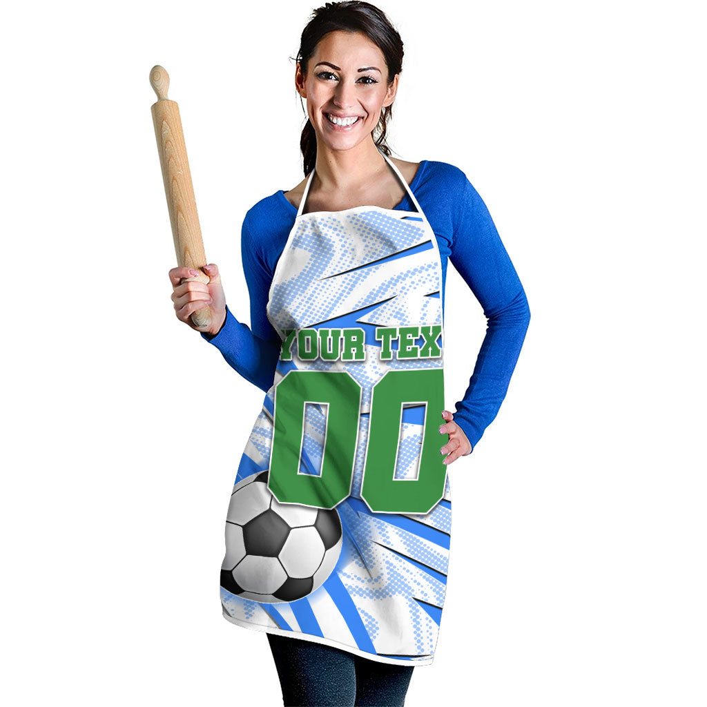 Personalized Uzbekistan Soccer Apron White Wolves Football Halftone Pattern