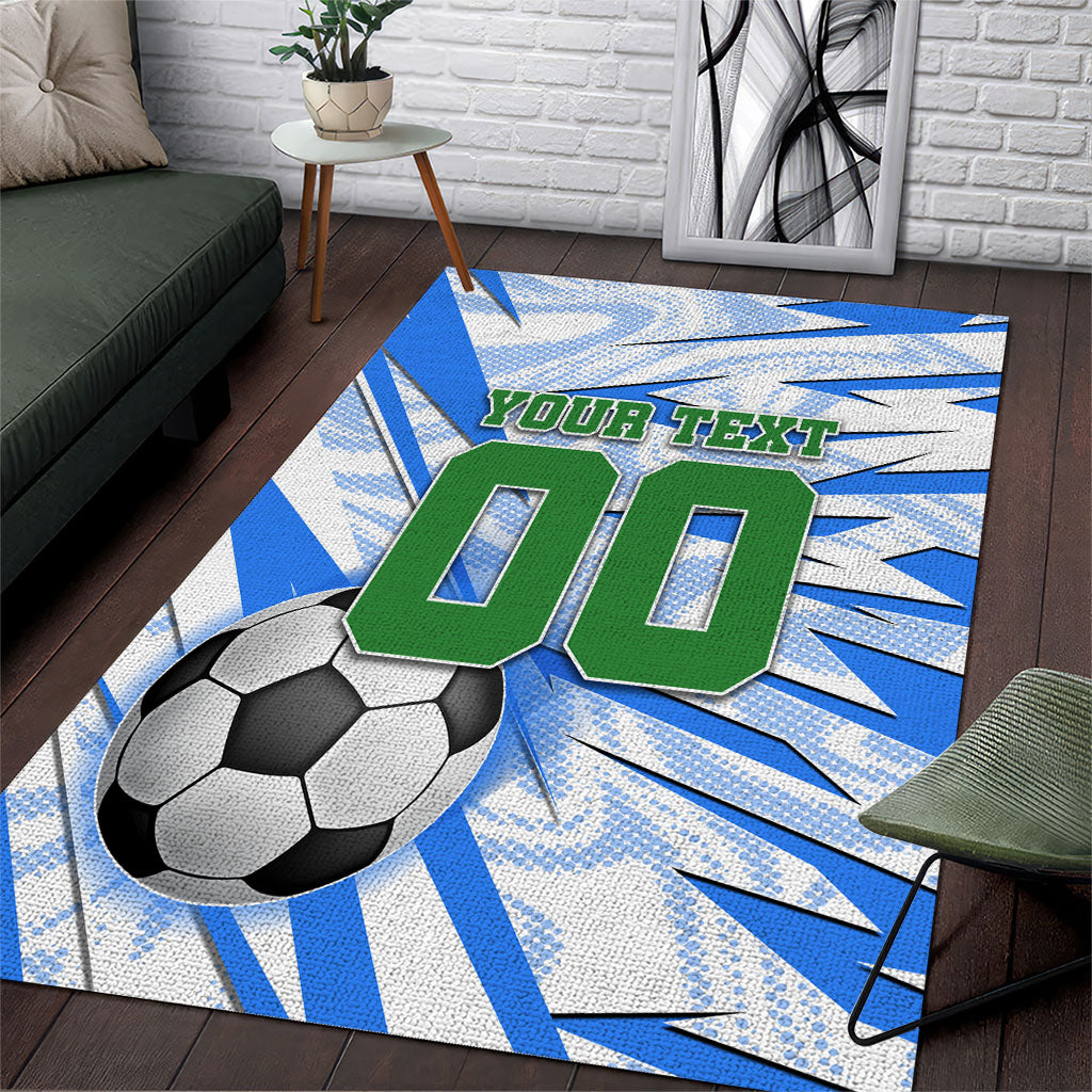 Personalized Uzbekistan Soccer Area Rug White Wolves Football Halftone Pattern