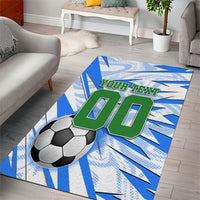 Personalized Uzbekistan Soccer Area Rug White Wolves Football Halftone Pattern