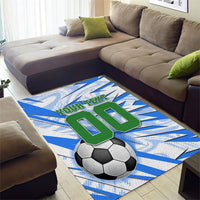 Personalized Uzbekistan Soccer Area Rug White Wolves Football Halftone Pattern