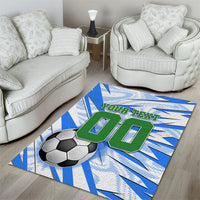 Personalized Uzbekistan Soccer Area Rug White Wolves Football Halftone Pattern