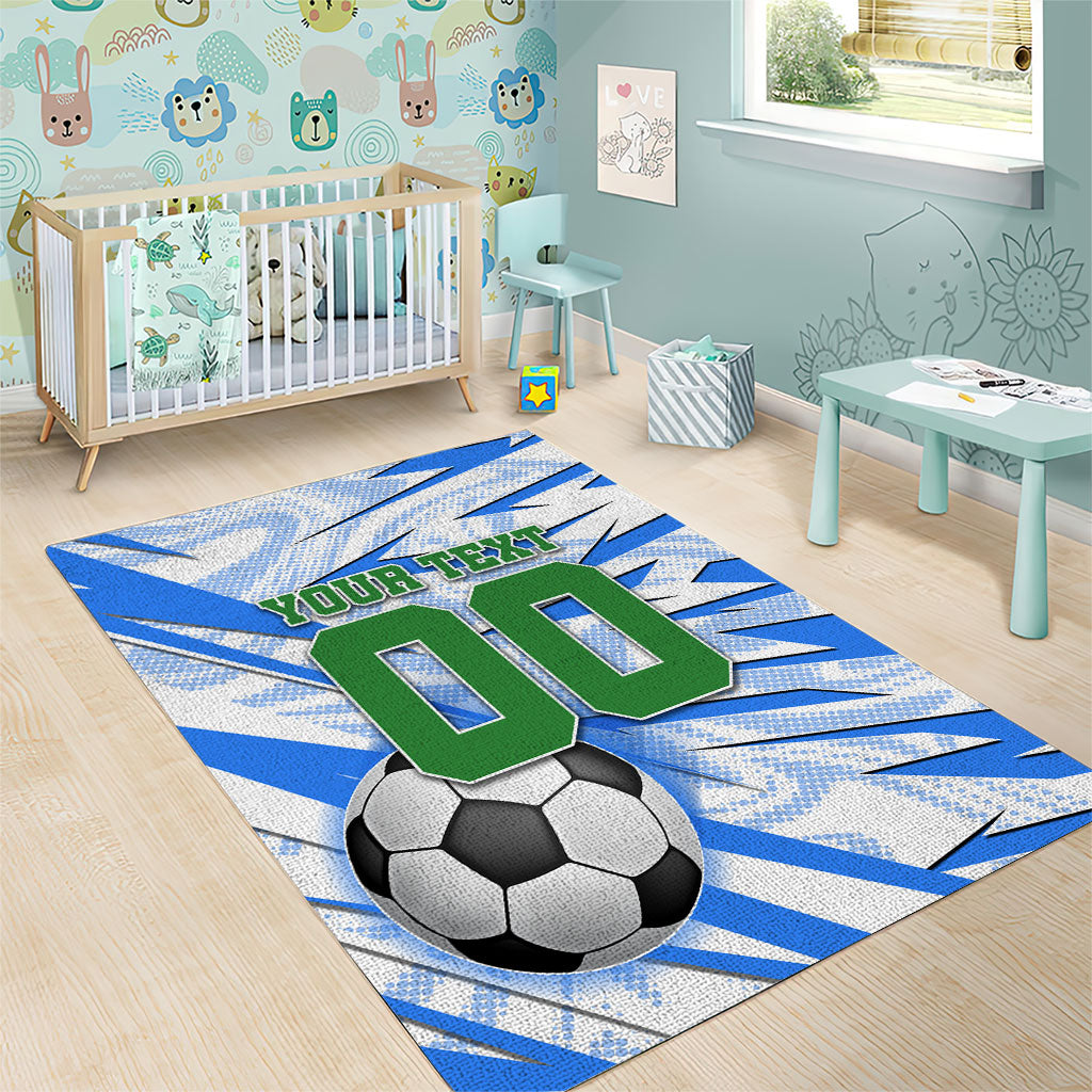 Personalized Uzbekistan Soccer Area Rug White Wolves Football Halftone Pattern