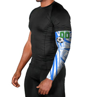 Personalized Uzbekistan Soccer Arm Sleeves White Wolves Football Halftone Pattern