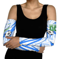 Personalized Uzbekistan Soccer Arm Sleeves White Wolves Football Halftone Pattern