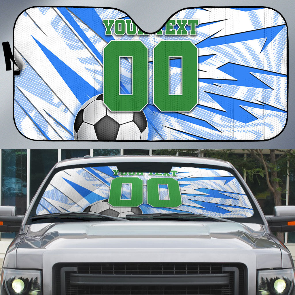 Personalized Uzbekistan Soccer Auto Sun Shade White Wolves Football Halftone Pattern