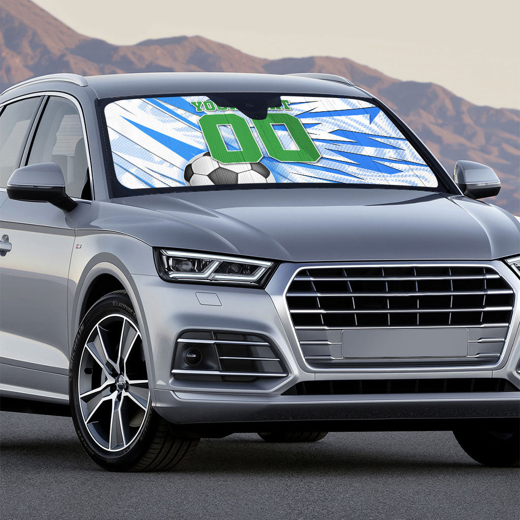 Personalized Uzbekistan Soccer Auto Sun Shade White Wolves Football Halftone Pattern