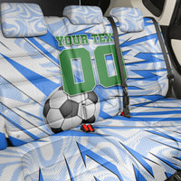 Personalized Uzbekistan Soccer Back Car Seat Cover White Wolves Football Halftone Pattern