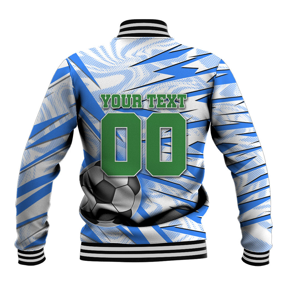 Personalized Uzbekistan Soccer Baseball Jacket White Wolves Football Halftone Pattern