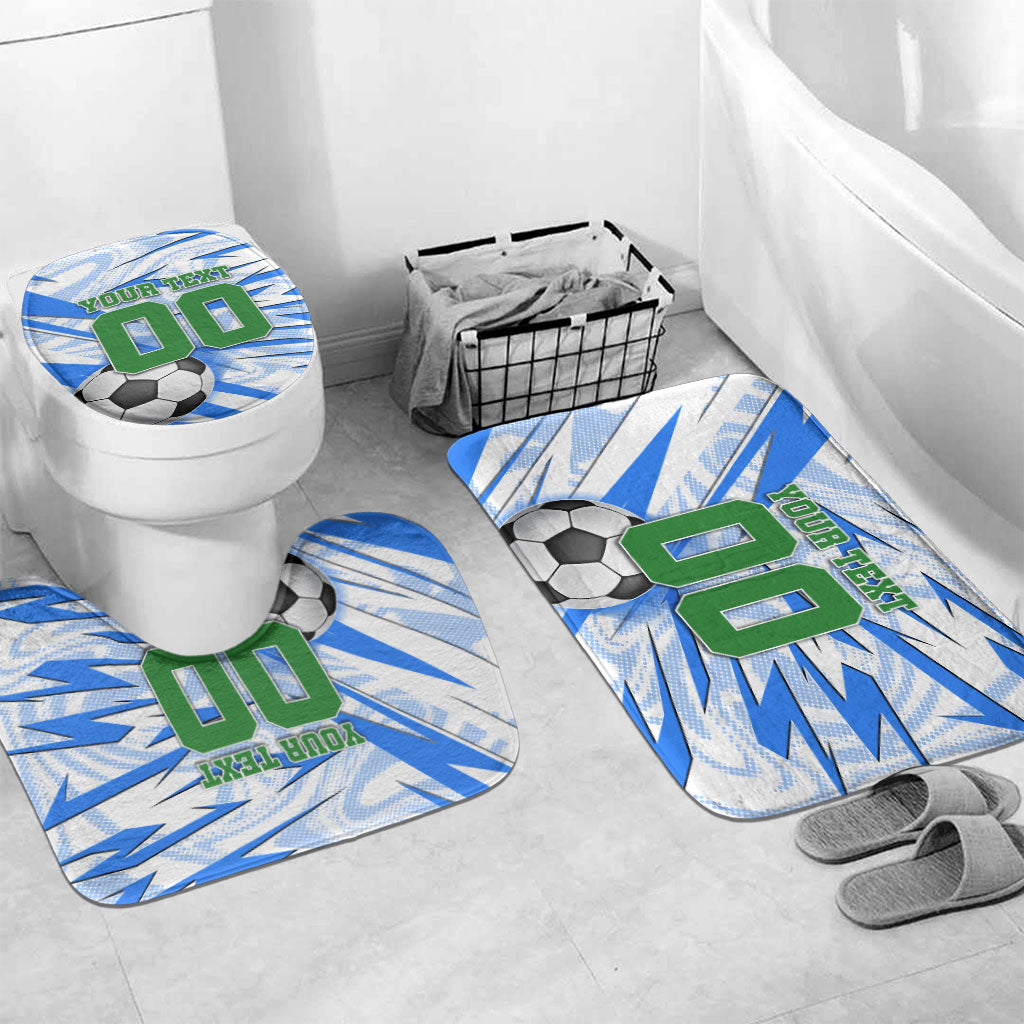 Personalized Uzbekistan Soccer Bathroom Set White Wolves Football Halftone Pattern