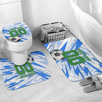 Personalized Uzbekistan Soccer Bathroom Set White Wolves Football Halftone Pattern