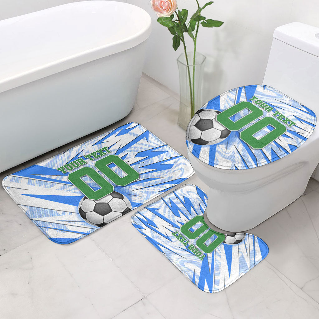 Personalized Uzbekistan Soccer Bathroom Set White Wolves Football Halftone Pattern