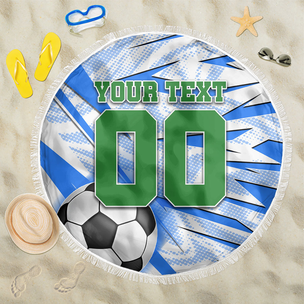 Personalized Uzbekistan Soccer Beach Blanket White Wolves Football Halftone Pattern