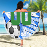 Personalized Uzbekistan Soccer Beach Blanket White Wolves Football Halftone Pattern