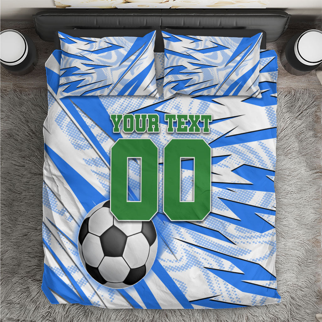 Personalized Uzbekistan Soccer Bedding Set White Wolves Football Halftone Pattern
