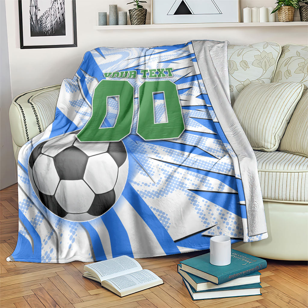 Personalized Uzbekistan Soccer Blanket White Wolves Football Halftone Pattern