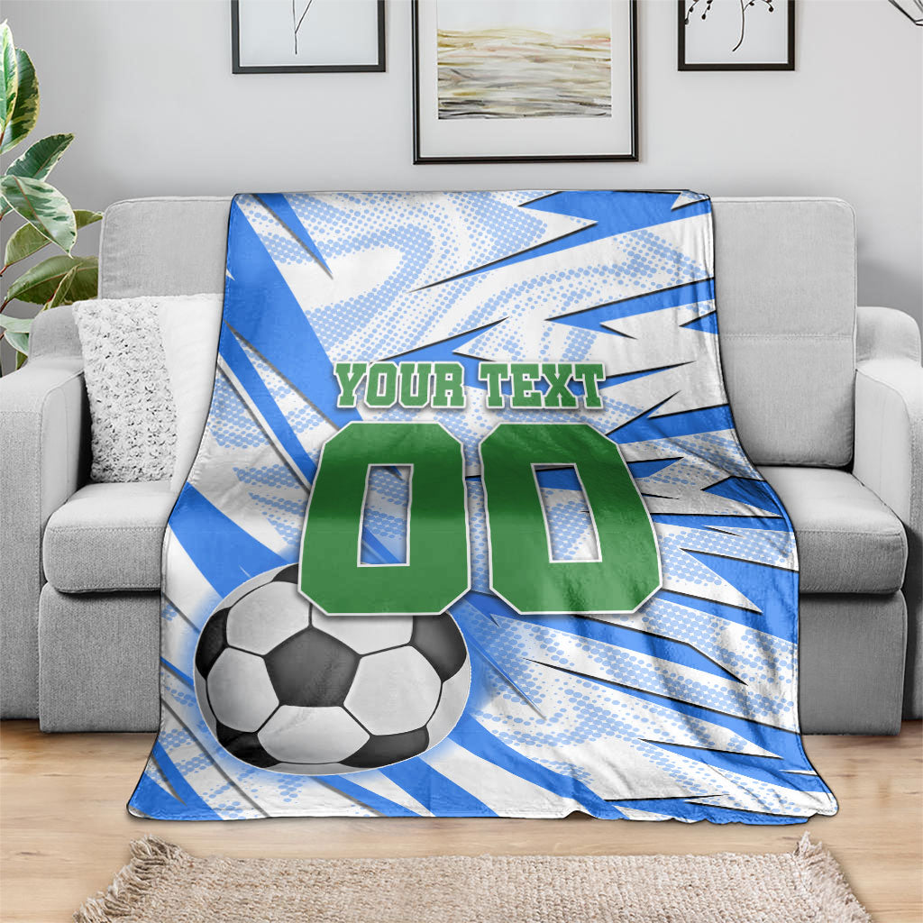 Personalized Uzbekistan Soccer Blanket White Wolves Football Halftone Pattern