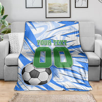 Personalized Uzbekistan Soccer Blanket White Wolves Football Halftone Pattern