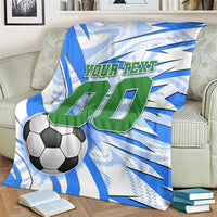 Personalized Uzbekistan Soccer Blanket White Wolves Football Halftone Pattern