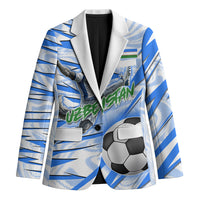 Personalized Uzbekistan Soccer Blazer White Wolves Football Halftone Pattern
