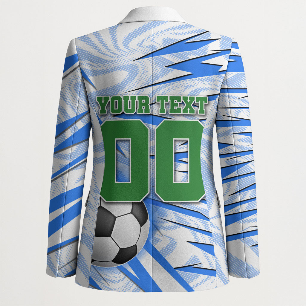 Personalized Uzbekistan Soccer Blazer White Wolves Football Halftone Pattern