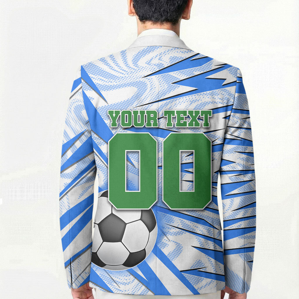 Personalized Uzbekistan Soccer Blazer White Wolves Football Halftone Pattern